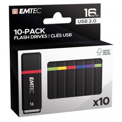 EMTEC Cl&eacute; USB 2.0 -  K100 - 16 Go - Pack de 10 - Coloris assortis