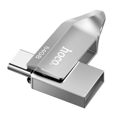 HOCO Cl&eacute; USB 3.0 / USB-C 64 Go avec D&eacute;bit Rapide jusqu'&agrave; 150 Mo/s Argent