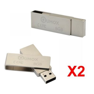 QUMOX Cl&eacute; USB 8Go flash m&eacute;moire stick USB 2.0  paquet de 2