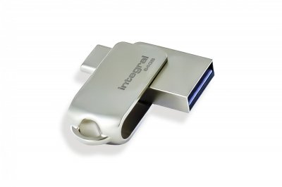 INTEGRAL Cl&eacute; USB-C et USB-A 3.0  Dual - 64Go - Gris