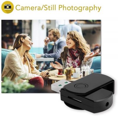 YONIS Cl&eacute; USB Cam&eacute;ra Espion Mini Cam&eacute;ra Appareil Photo Vid&eacute;o HD Micro SD 4 Go Noir -
