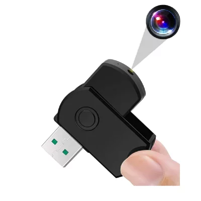 YONIS Cl&eacute; USB Cam&eacute;ra Espion Mini Cam&eacute;ra Appareil Photo Vid&eacute;o HD Micro SD 8 Go Noir -