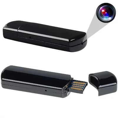 YONIS Cl&eacute; USB Cam&eacute;ra Espion Mini Cam&eacute;ra Appareil Photo Vid&eacute;o HD Micro SD Noir