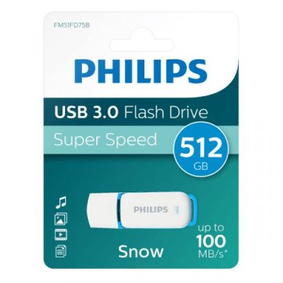 PHILIPS Cl&eacute; USB  Snow FM51FD75B/00 512Go 100Mo/S USB 3.0 Blanc