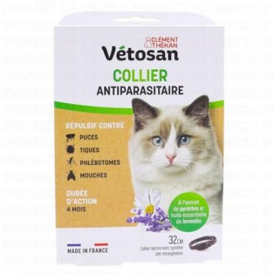 CLEMENTTHEKAN Clement thekan Vetosan Collier R&eacute;pulsif pour Chat, 32cm