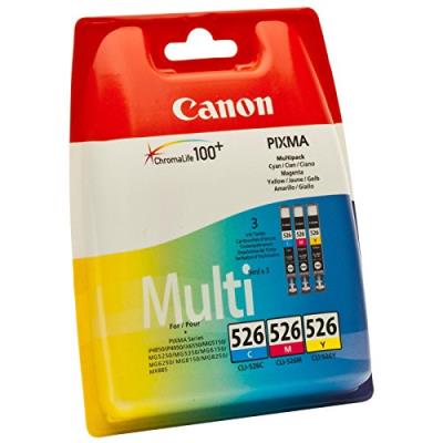 CANON CLI-526 Cartouche d'encre d'origine Pack de 3 Cyan, Magenta, Jaune