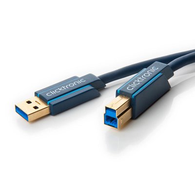 CLICKTRONIC  70092 Casual USB 3.0 Kabel, Prise A/B, 1.8m Longueur