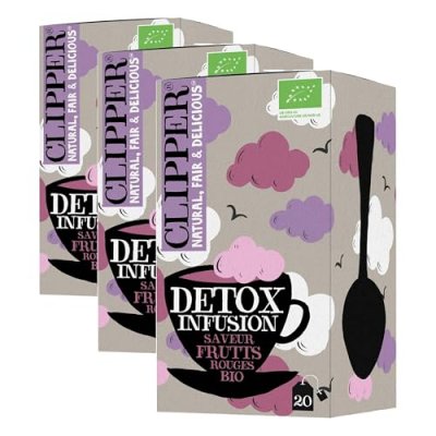 CLIPPER NATURAL, FAIR & DELICIOUS Clipper - Infusion D&eacute;tox Fruits Rouges Bio - 20 sachets - CLIPPER