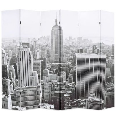 Cloison de s&eacute;paration pliable 228x170 cm New York Noir et blanc 