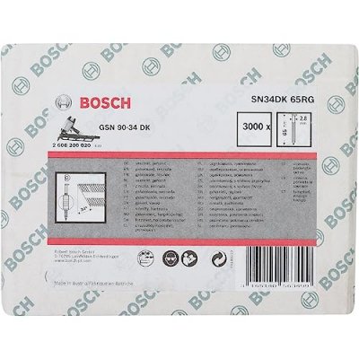 BOSCH Clou &agrave; lame en d  SN34DK 65RG,2,8 mm 65 mm galvanis&eacute; rainur&eacute; 3000 pi&egrave;ces
