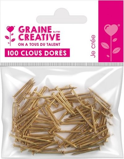 MÉGACRÉA Clou dor&eacute; pour string art tableau de fil tendu x100 - graine cr&eacute;ative