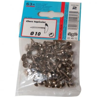 VYNEX Clou tapissier - acier nickel&eacute; - D: 10 mm