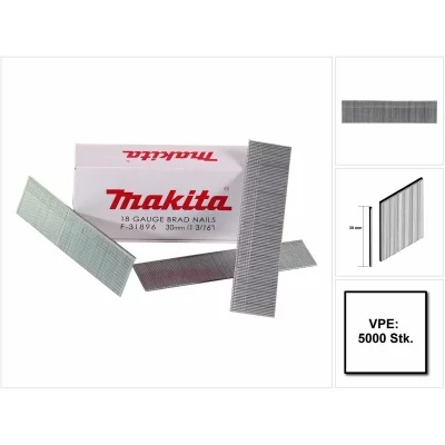 MAKITA Clous &agrave; t&ecirc;te homme mini brads 30 mm 18 Ga pour cloueur  F-31896