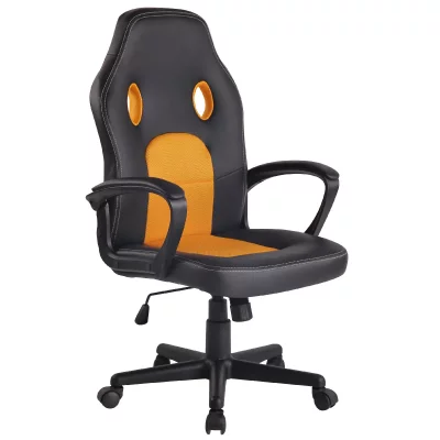 CLP  Chaise de bureau Elbing en similicuir , Noir / Jaune 