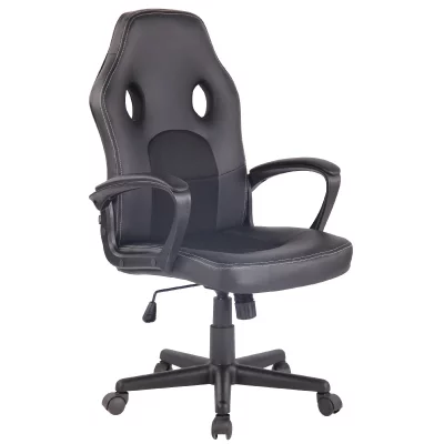 CLP  Chaise de bureau Elbing en similicuir , Noir / Noir 
