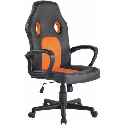 CLP  Chaise de bureau Elbing en similicuir , Noir / Orange 
