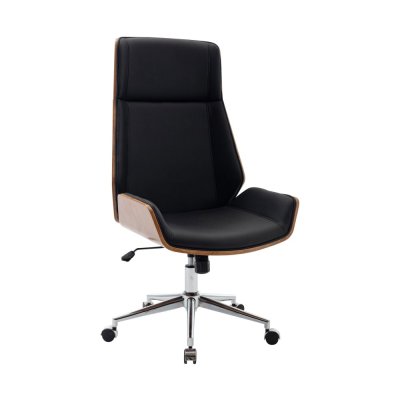 CLP - Fauteuil de bureau Breda en similicuir coque de si&egrave;ge en bois Noyer/noir