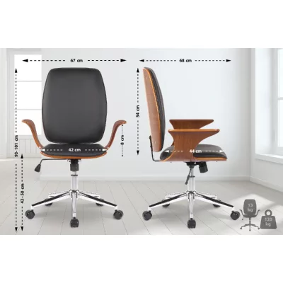 CLP Fauteuil de bureau Burbank avec coque d'assise en bois , Noyer / Noir/Similicuir