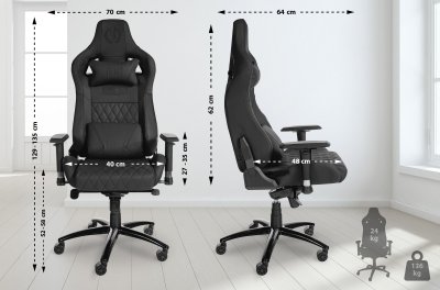 CLP  Fauteuil de bureau Gamer Keren en v&eacute;ritable cuir , Noir