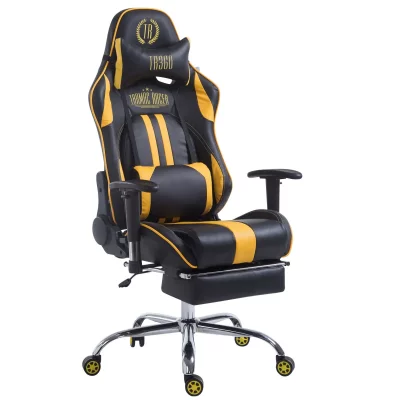 CLP  Fauteuil de bureau Gamer Limit V2 en similicuir , Noir / Jaune/avec repose-pieds