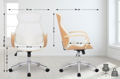 CLP Fauteuil de bureau Melilla en similicuir , Nature / Blanc