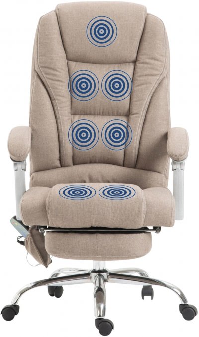 CLP Fauteuil de bureau Pacific avec fonction massage tissu , Taupe