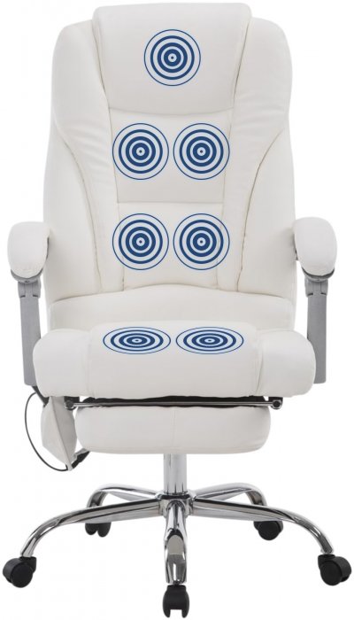 CLP Fauteuil de bureau Pacific en similicuir avec une fonction massage , Blanc