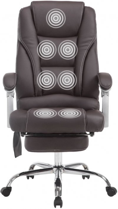 CLP Fauteuil de bureau Pacific en similicuir avec une fonction massage , Marron