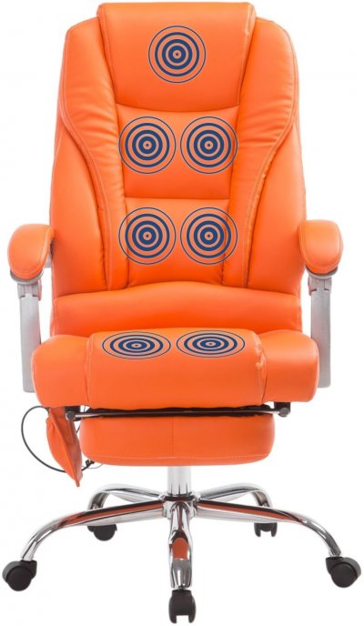 CLP Fauteuil de bureau Pacific en similicuir avec une fonction massage , Orange