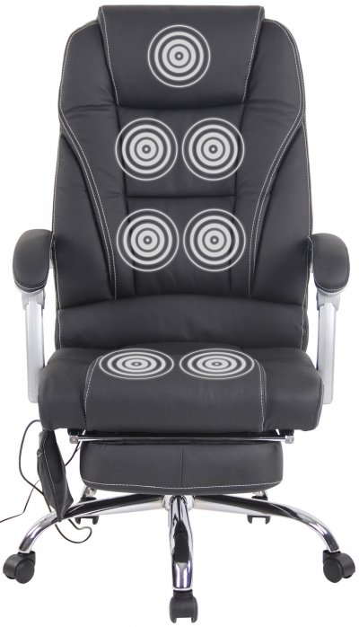 CLP Fauteuil de bureau Pacific en v&eacute;ritable Cuir avec Fonction massage , Noir
