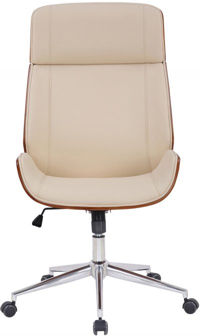CLP - Fauteuil de bureau Varel en similicuir avec coque de si&egrave;ge en bois Noyer/beige
