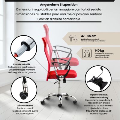 CLP Fauteuil de bureau Washington , Rouge