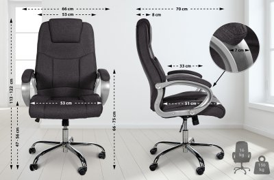 CLP Fauteuil de bureau XL Apoll Tissu , Gris fonc&eacute;