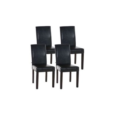 CLP Lot de 4 Chaises de salle &agrave; manger Ina similicuir avec pieds en Bois , Marron/Marron fonc&eacute;