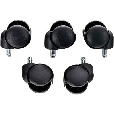 CLP - Set de 5 roulettes en plastique pour fauteuil de bureau noir