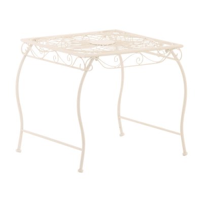 CLP  Table D'ext&eacute;rieur Zarina en Fer forme carr&eacute;e 50 x 45 cm, Blanc
