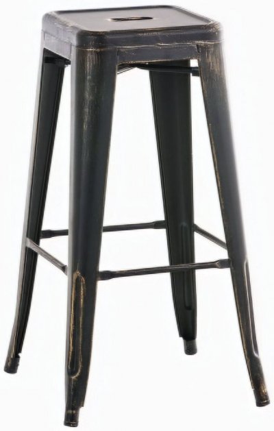 CLP - Tabouret de bar 100% en m&eacute;tal joshua antique/noir-dor&eacute;
