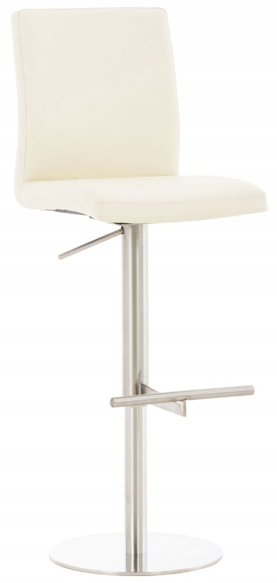 CLP Tabouret de bar Cadiz en similicuir , Acier inoxydable/Cr&egrave;me