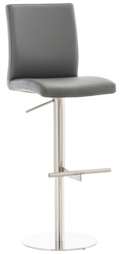 CLP Tabouret de bar Cadiz en similicuir , Acier inoxydable/Gris