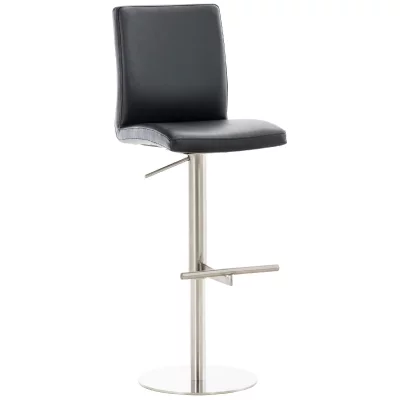 CLP Tabouret de bar Cadiz en similicuir , Acier inoxydable/Noir