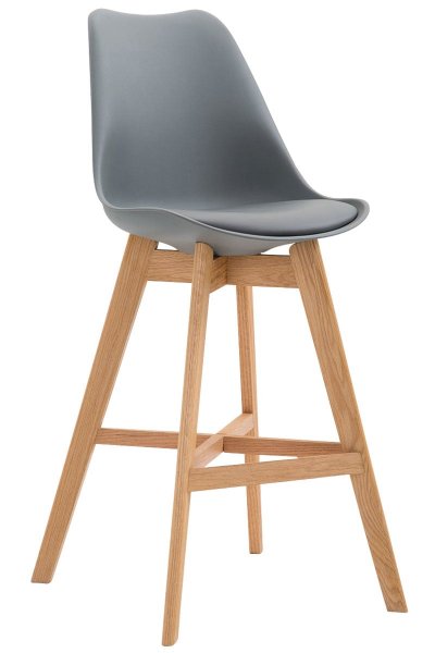 CLP Tabouret de bar Cannes avec coque en plastique , Gris/Nature 