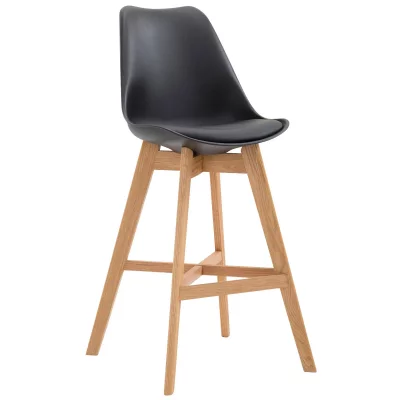 CLP Tabouret de bar Cannes avec coque en plastique , Noir /Nature