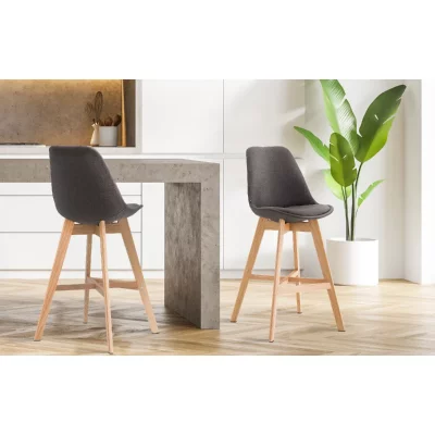 CLP Tabouret de bar Cannes en tissu , Gris fonc&eacute;/Nature