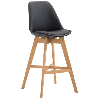 CLP Tabouret de bar Cannes similicuir , Noir /Nature