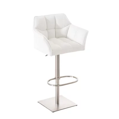 CLP Tabouret de bar Damaso en similicuir , Blanc /Acier inoxydable