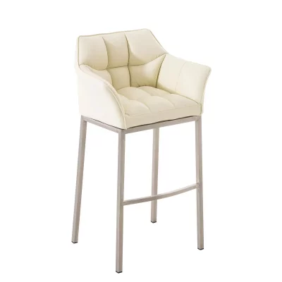 CLP Tabouret de bar Damaso en Similicuir , Cr&egrave;me/Acier inoxydable