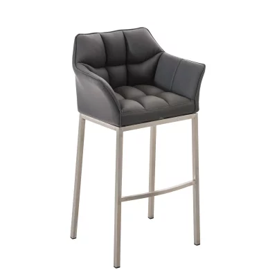 CLP Tabouret de bar Damaso en Similicuir , Gris/Acier inoxydable