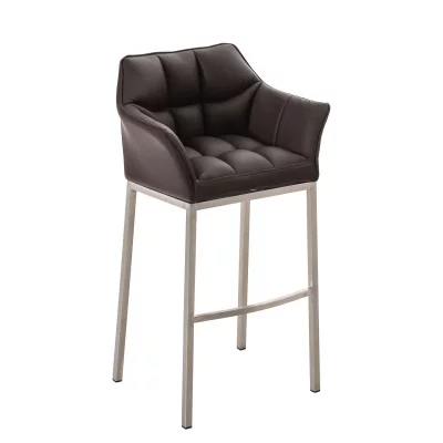 CLP Tabouret de bar Damaso en Similicuir , Marron/Acier inoxydable