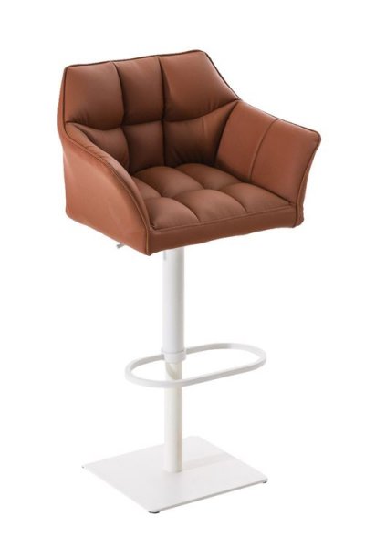 CLP Tabouret de bar Damaso en similicuir , Marron clair/Blanc