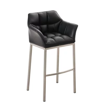 CLP Tabouret de bar Damaso en Similicuir , Noir /Acier inoxydable